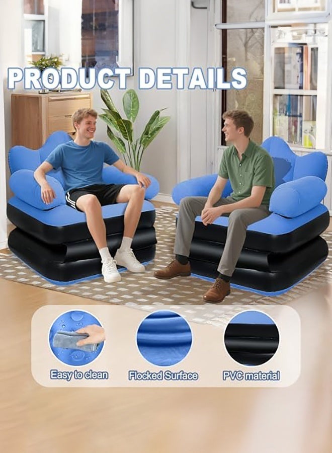WALALLA Flocking Surface Air Couch for Camping & Indoor Use, Folding Portable Bed Chair for Adults with Quick Inflation, Durable Multi-Position Recliner - Image 3